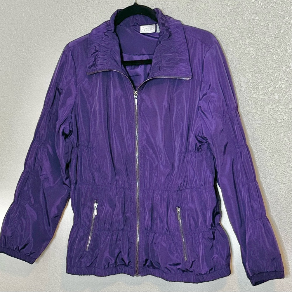 Chico’s Zenergy Violet Purple Zip Outdoor Jacket Size‎ 2 Large Windbreaker